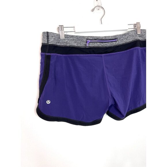 Lululemon Groovy Run Short Purple/Heather Gray Built-In Liner Size 12 - Picture 6 of 6